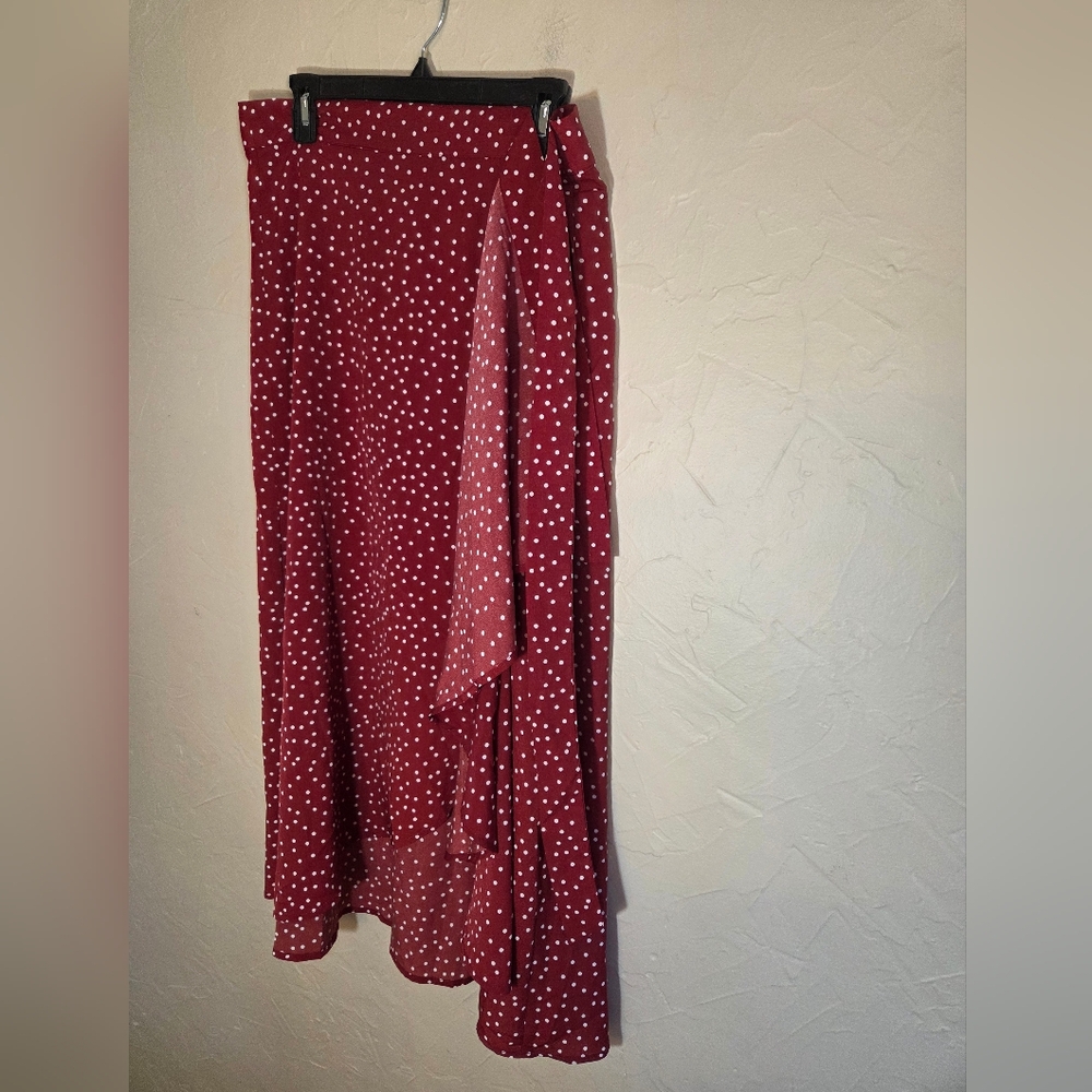 New Choice Polka Dot Red Wrap Around Skirt Size XL